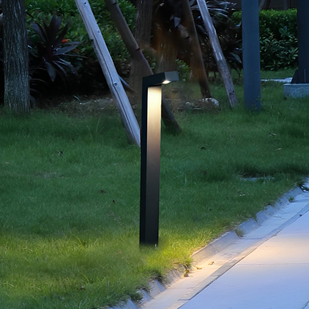 RAVENHURST MODERN BOLLARD LANTERN, BLACK ANODIZED ALUMINUM OUTDOOR LIGHTING