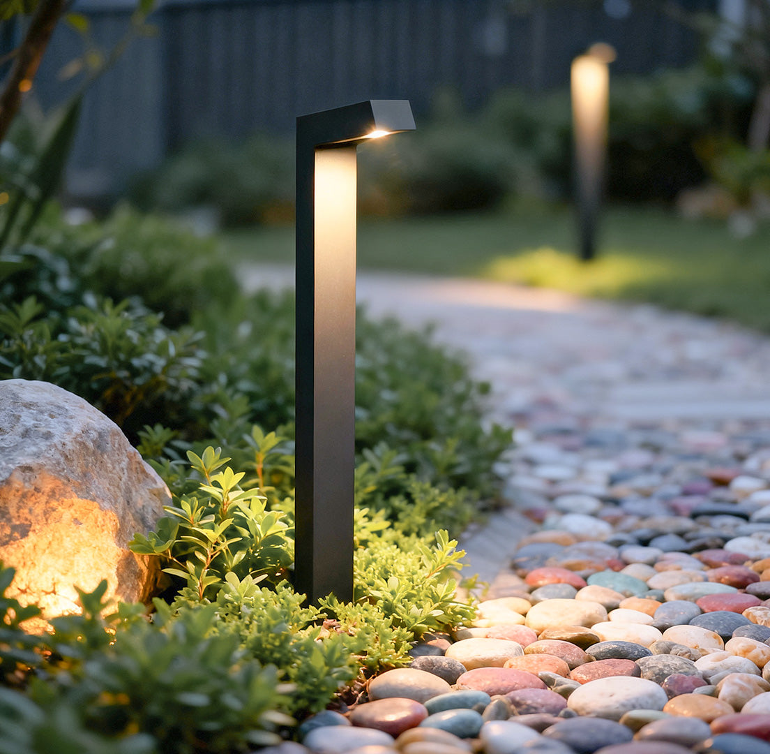 RAVENHURST MODERN BOLLARD LANTERN, BLACK ANODIZED ALUMINUM OUTDOOR LIGHTING