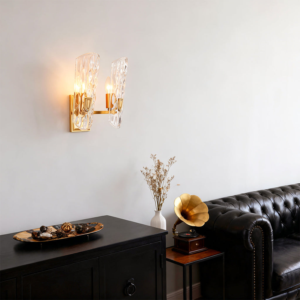 WINTHROP BRASS AND GLASS WALL SCONCE