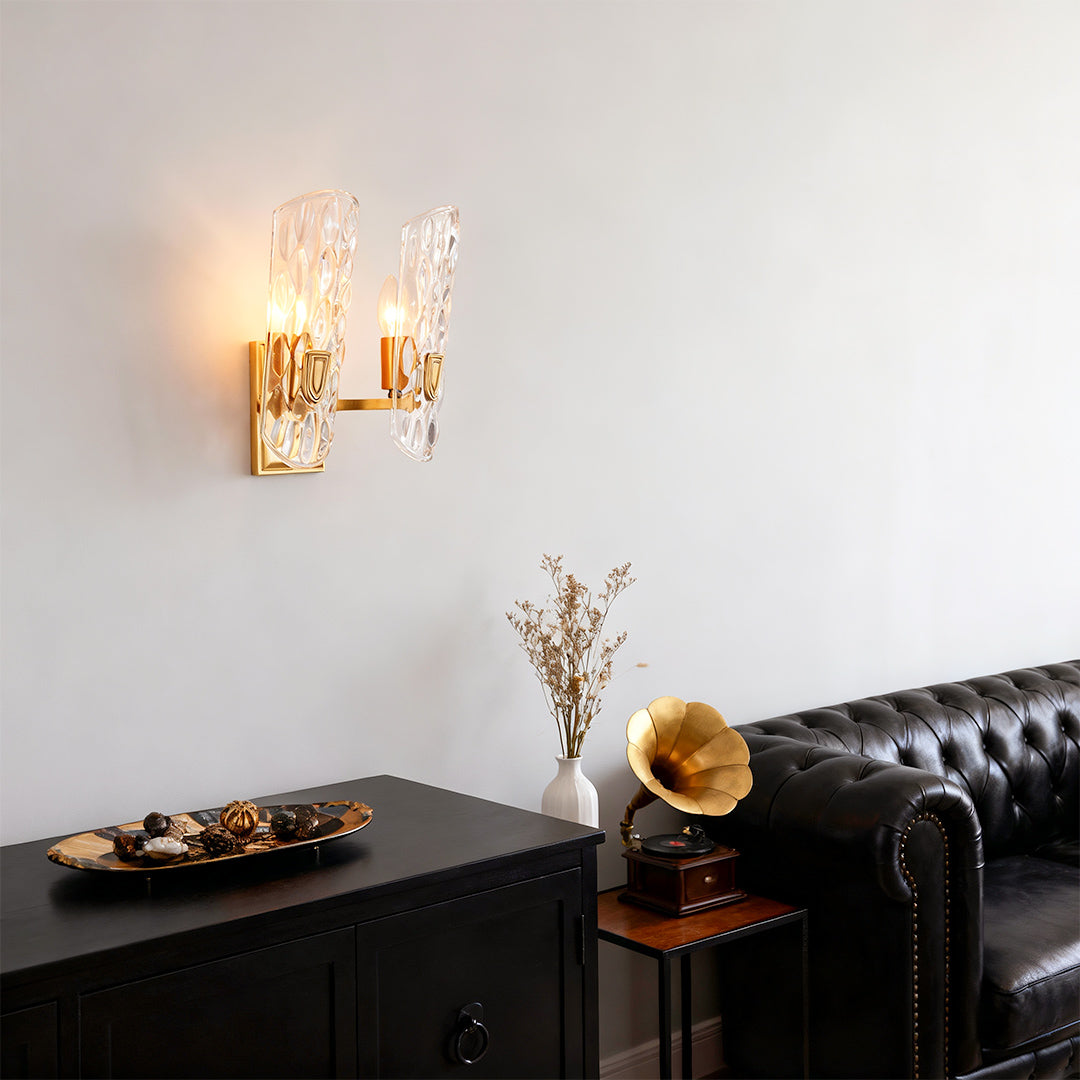 WINTHROP BRASS AND GLASS WALL SCONCE