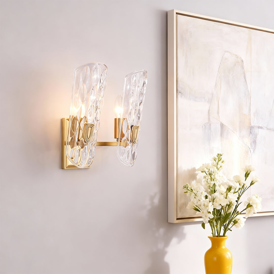 WINTHROP BRASS AND GLASS WALL SCONCE