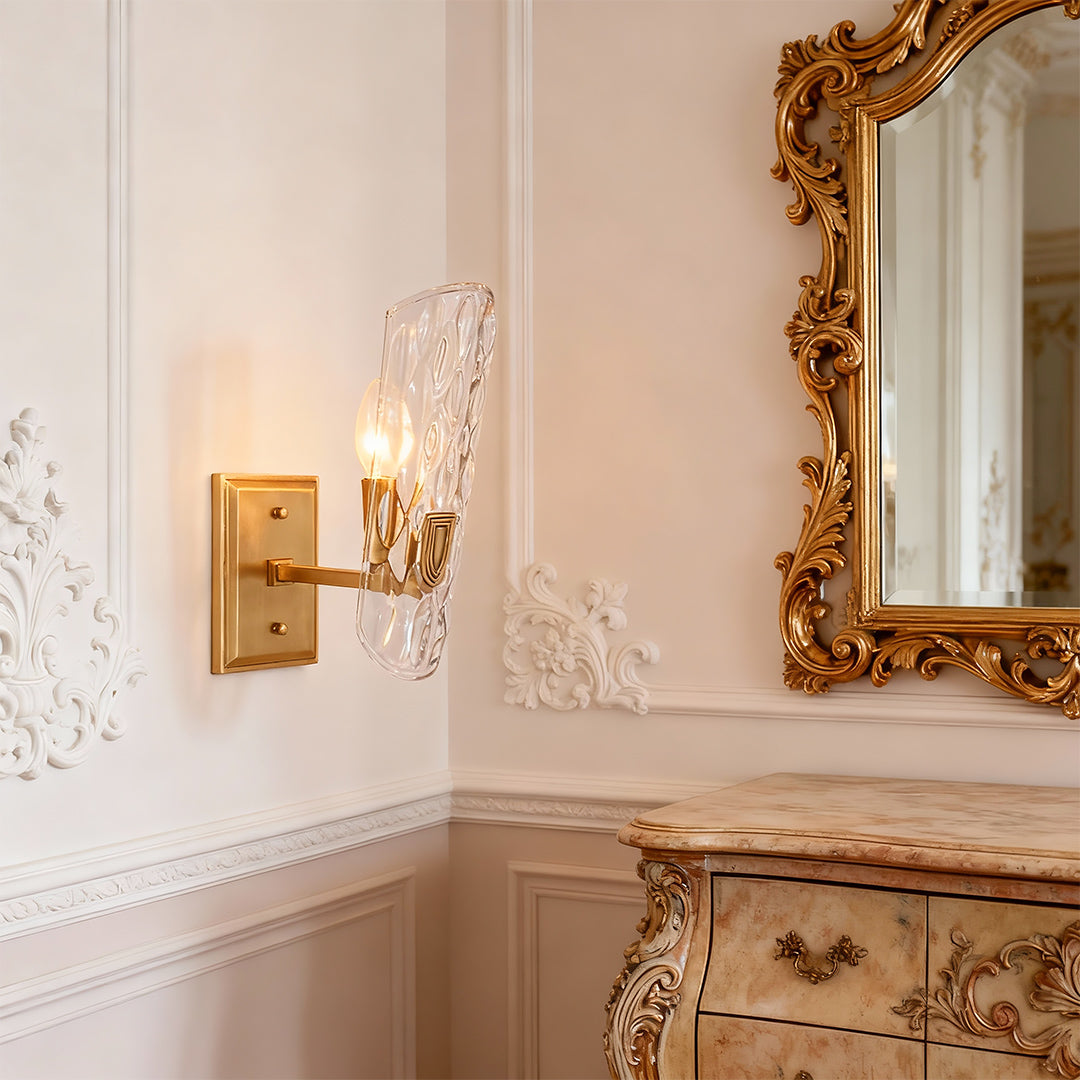 WINTHROP BRASS AND GLASS WALL SCONCE