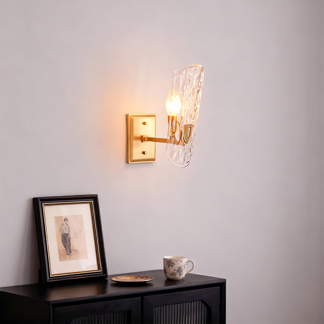 WINTHROP BRASS AND GLASS WALL SCONCE