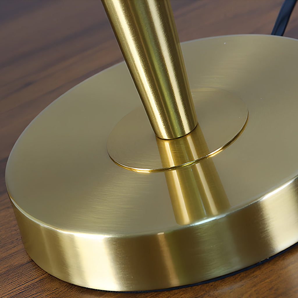 WINTHORPE BRASS LAMP WITH TEXTURED FABRIC SHADE