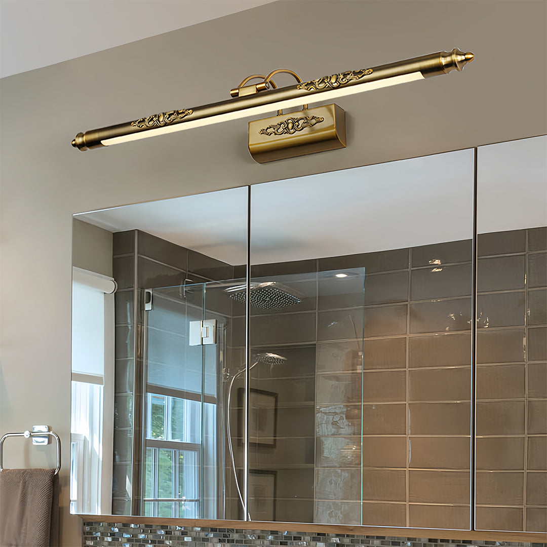 WINDSOR GLOW RETRO BRASS BATHROOM SCONCE WITH ACRYLIC SHADE