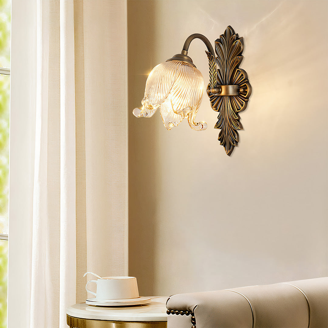 WINTHROP BRASS ILLUMINATION SCONCE WITH CRYSTAL GLOBE