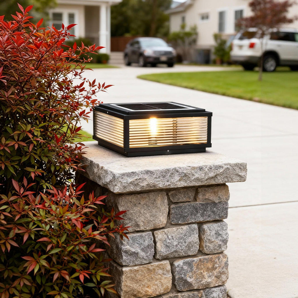 WINTHROP SQUARE RIBBED GLASS OUTDOOR COLUMN LANTERN