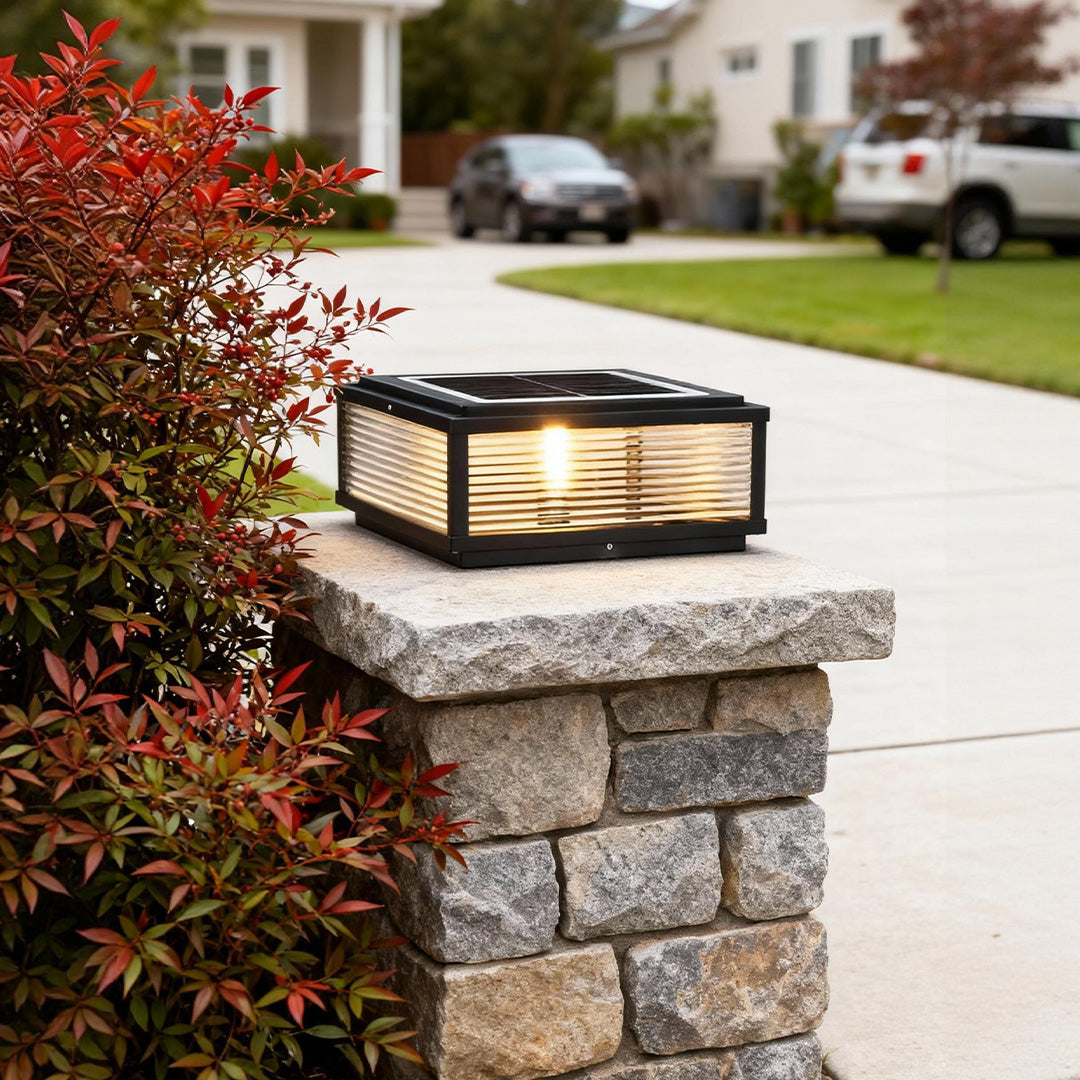 WINTHROP SQUARE RIBBED GLASS OUTDOOR COLUMN LANTERN
