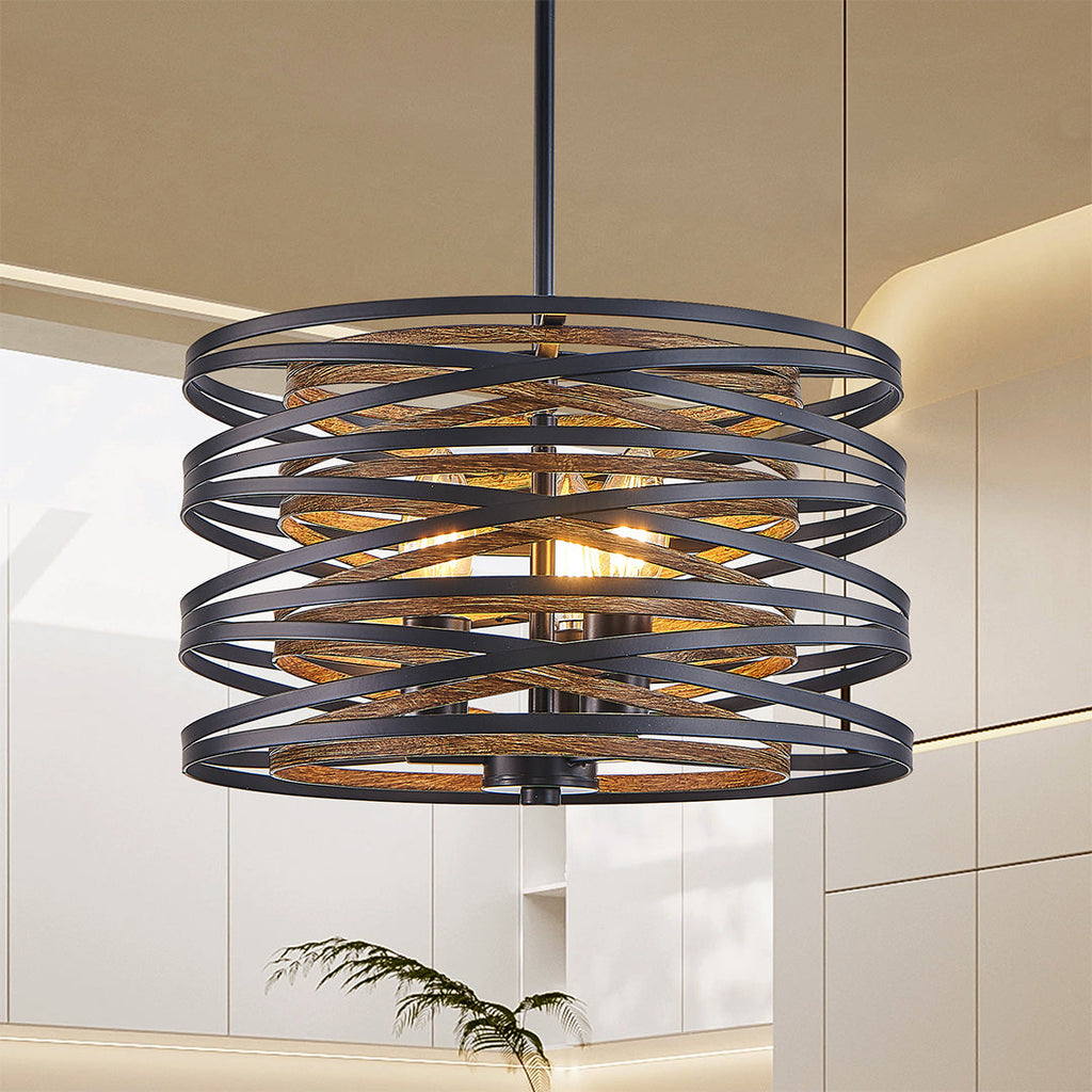 RAVENHURST IRON CAGE CYLINDRICAL PENDANT LIGHT