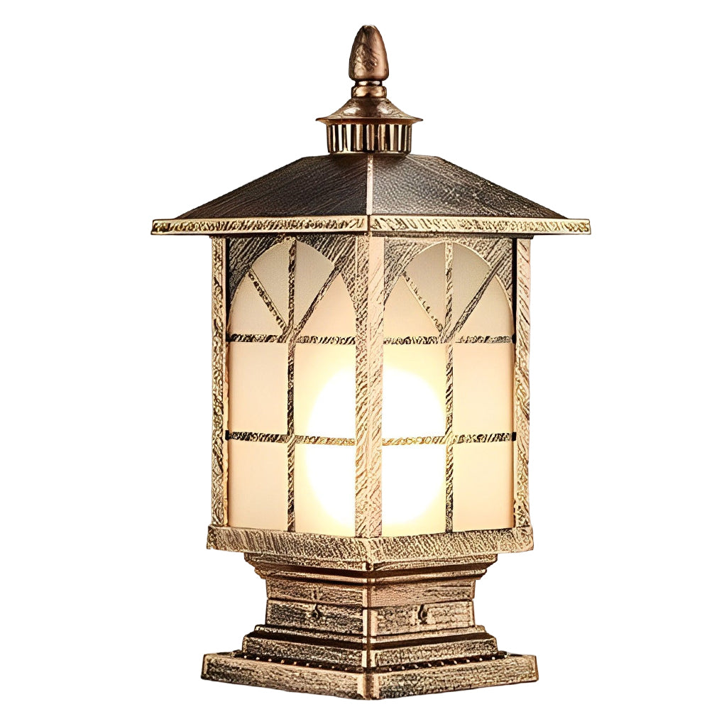 WINCHESTER VINTAGE IRON POST LANTERN - WATER-RESISTANT OUTDOOR ILLUMINATION