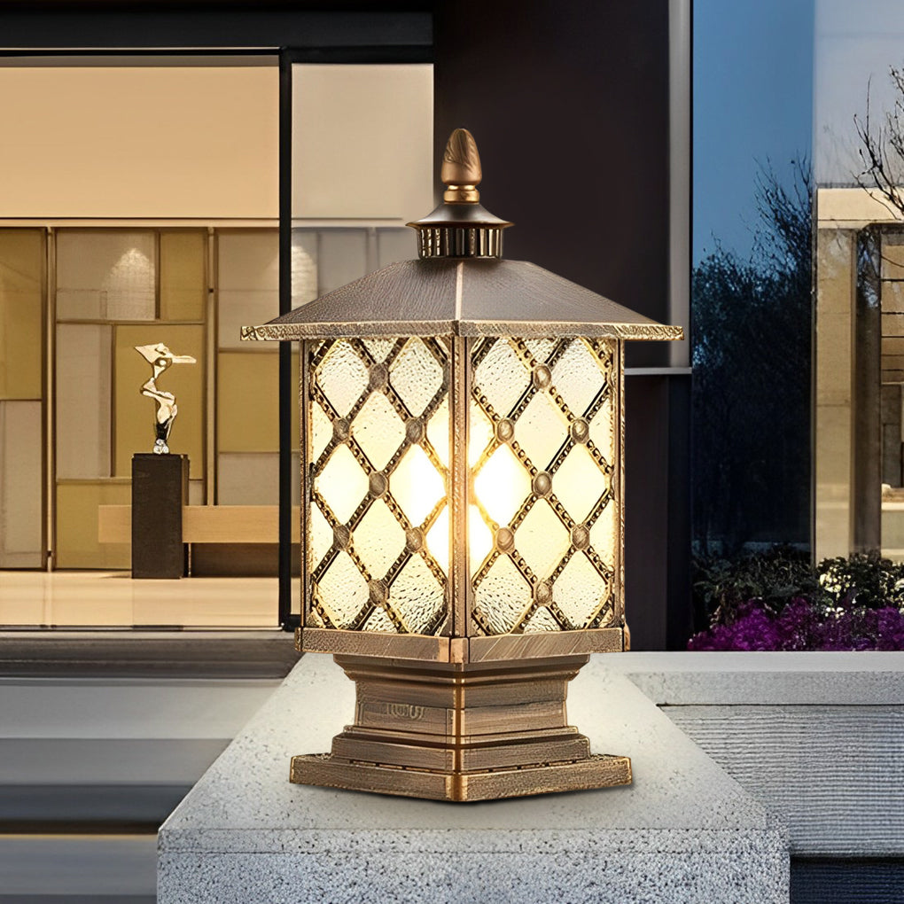 WINCHESTER VINTAGE IRON POST LANTERN - WATER-RESISTANT OUTDOOR ILLUMINATION
