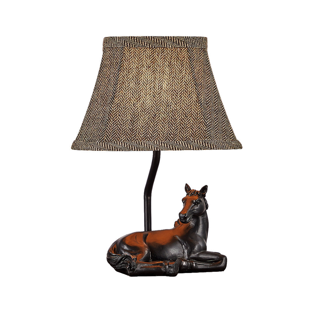 WINTHORPE EQUESTRIAN RESIN TABLE LANTERN WITH TEXTILE SHADE