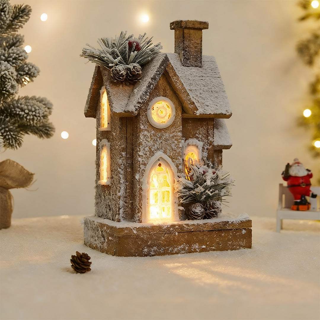 WINTERGLOW VILLAGE LUMINAIRE WITH SNOWY SCENE