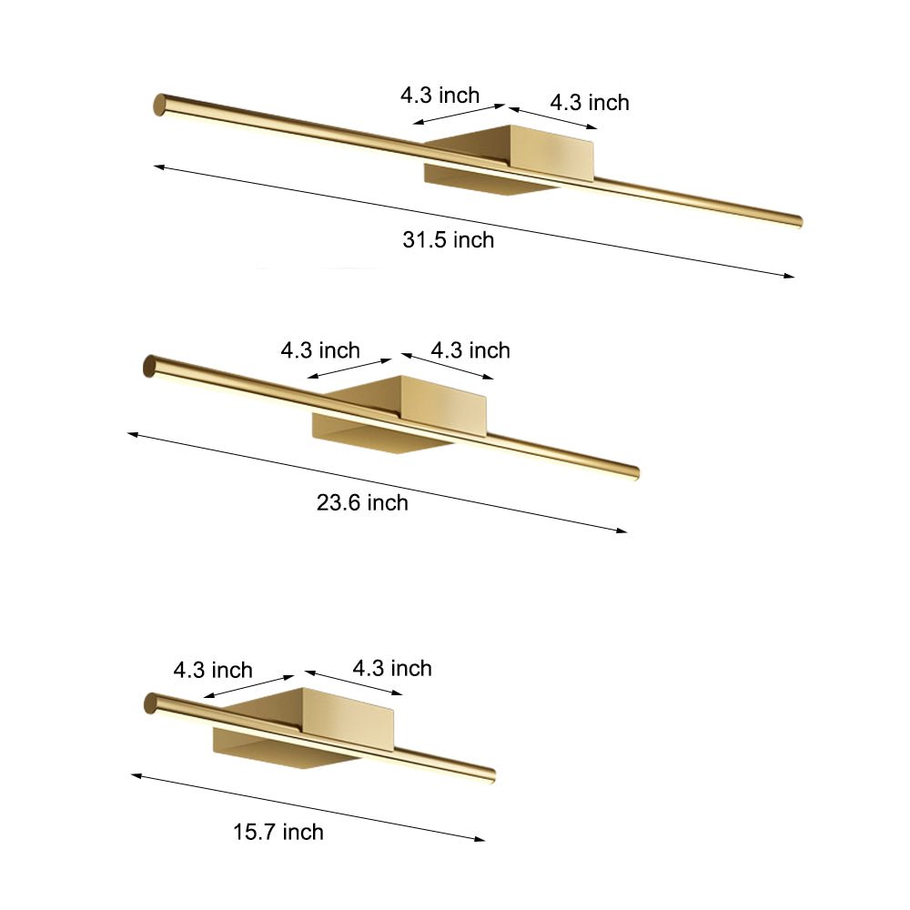 WINTERBOURNE BRUSHED BRASS RECTILINEAR VANITY ILLUMINATOR WITH SLEEK CYLINDRICAL FORM