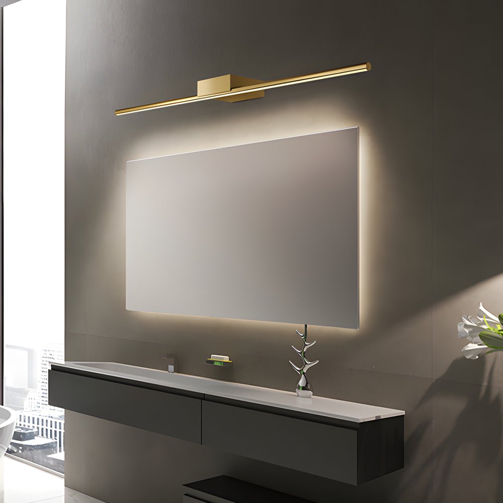 WINTERBOURNE BRUSHED BRASS RECTILINEAR VANITY ILLUMINATOR WITH SLEEK CYLINDRICAL FORM