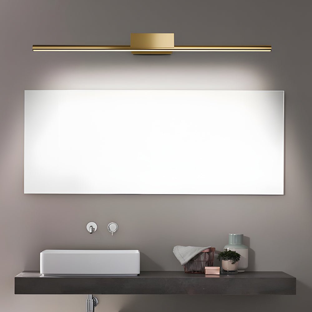 WINTERBOURNE BRUSHED BRASS RECTILINEAR VANITY ILLUMINATOR WITH SLEEK CYLINDRICAL FORM