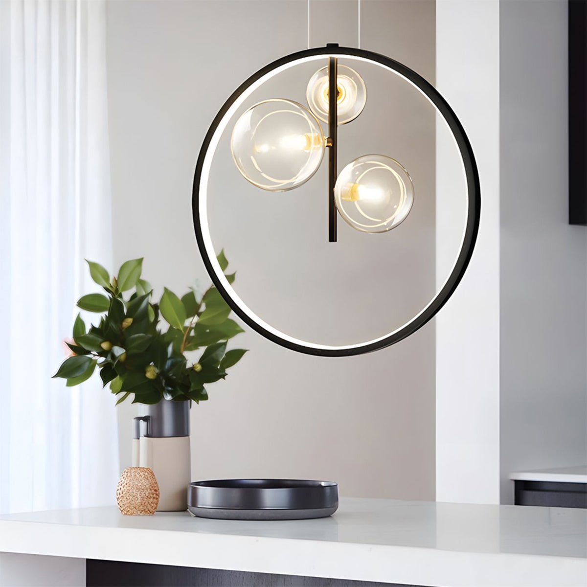 RAVENSDALE BUBBLE GLASS HANGING LAMP WITH LED ILLUMINATION FOR DINING SPACES