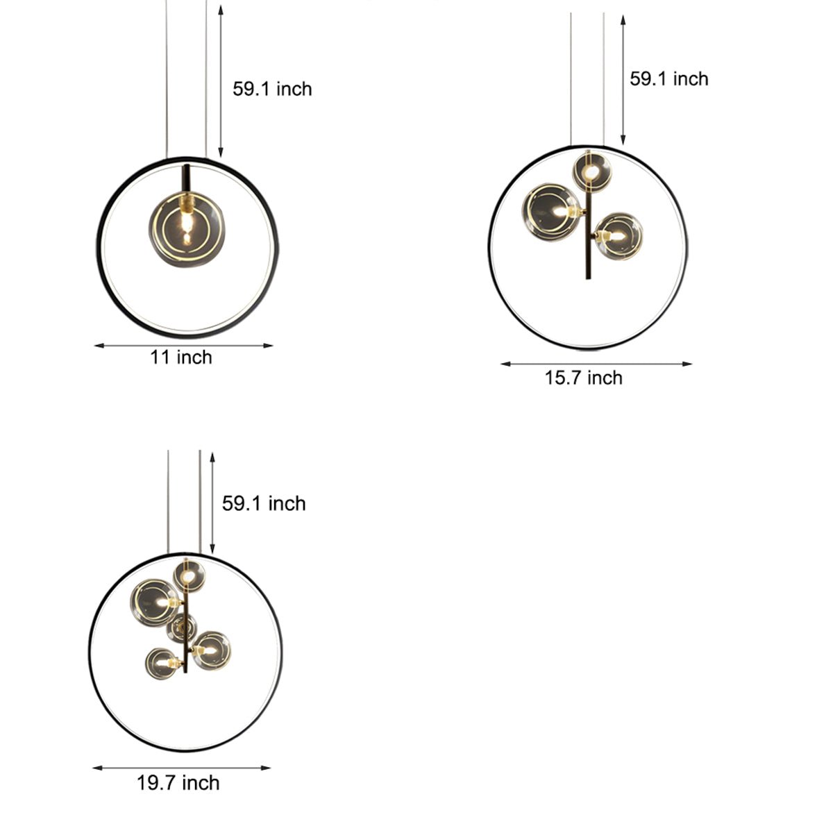 RAVENSDALE BUBBLE GLASS HANGING LAMP WITH LED ILLUMINATION FOR DINING SPACES