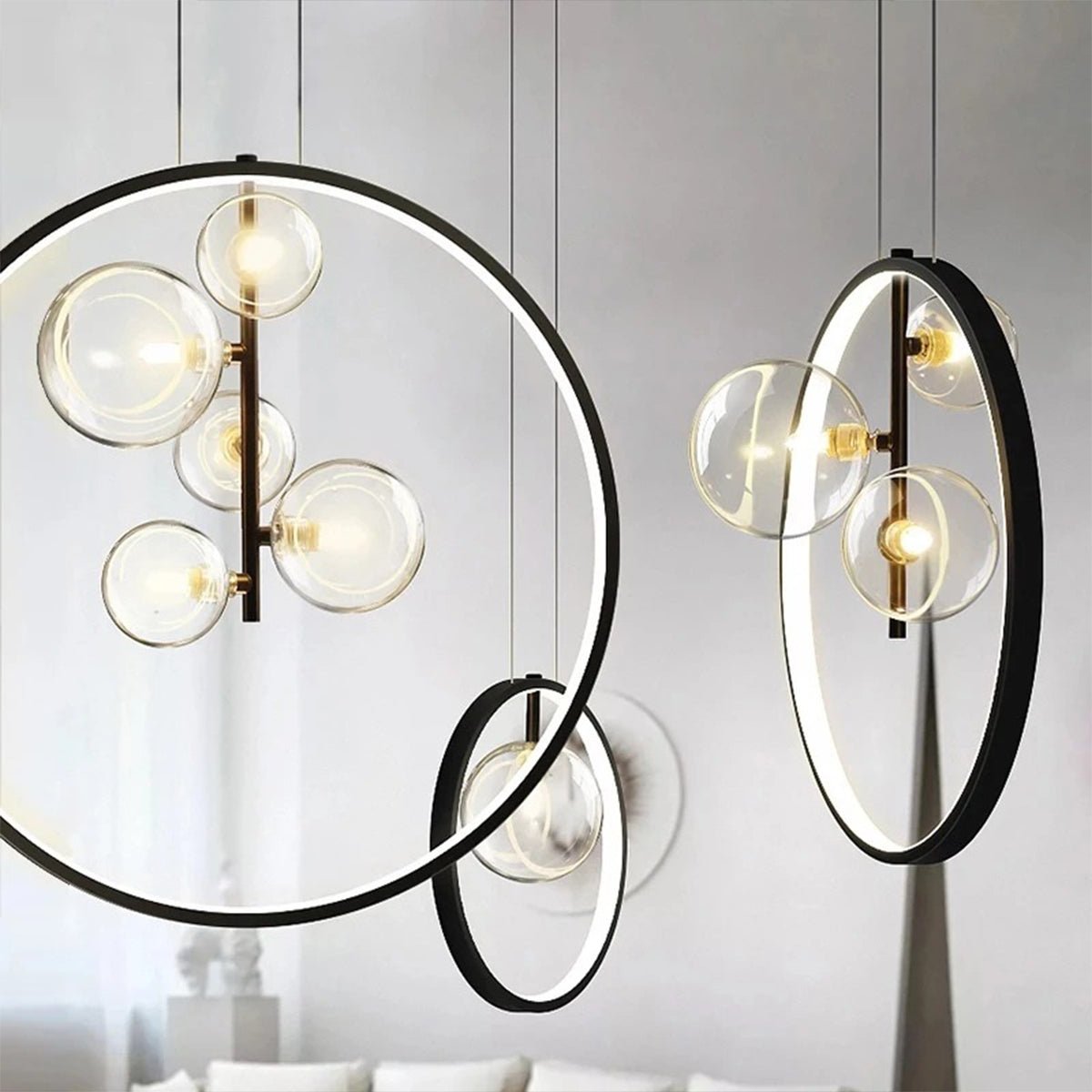 RAVENSDALE BUBBLE GLASS HANGING LAMP WITH LED ILLUMINATION FOR DINING SPACES