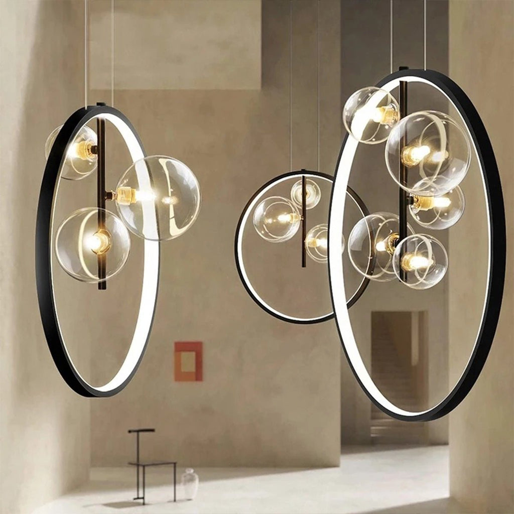 RAVENSDALE BUBBLE GLASS HANGING LAMP WITH LED ILLUMINATION FOR DINING SPACES