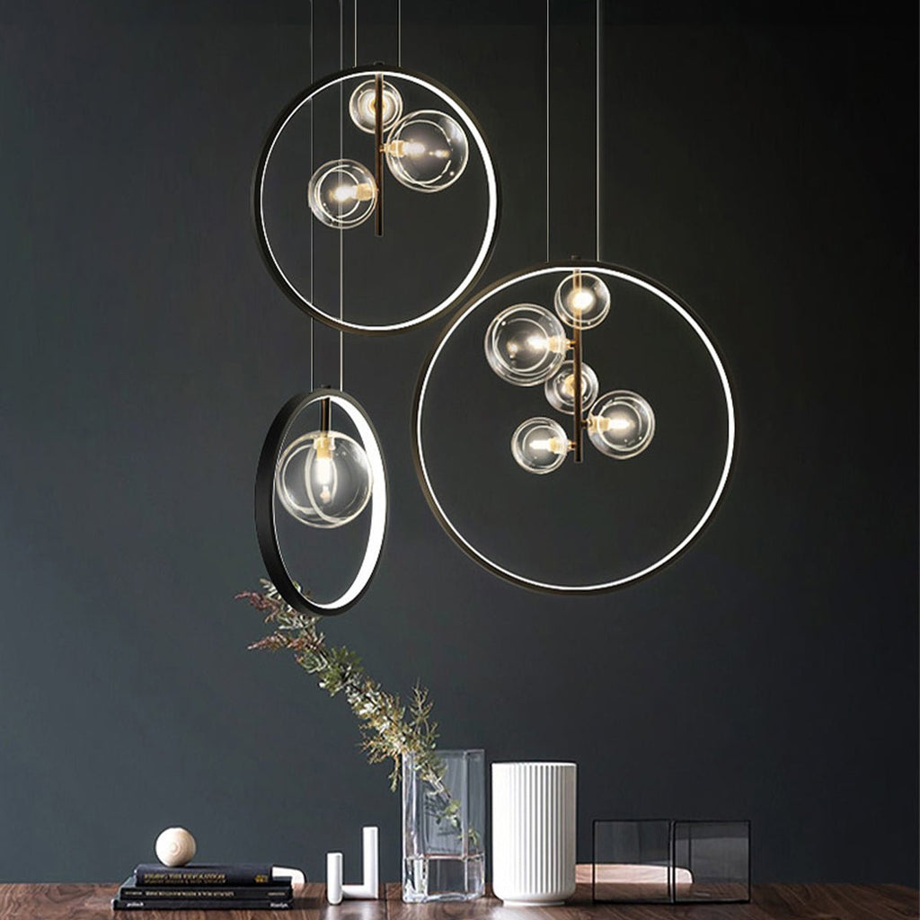 RAVENSDALE BUBBLE GLASS HANGING LAMP WITH LED ILLUMINATION FOR DINING SPACES