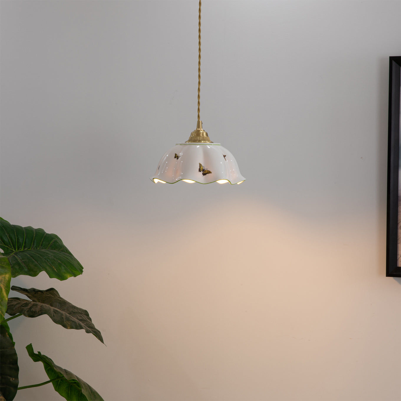 THISTLEWIND PORCELAIN BUTTERFLY HANGING LAMP