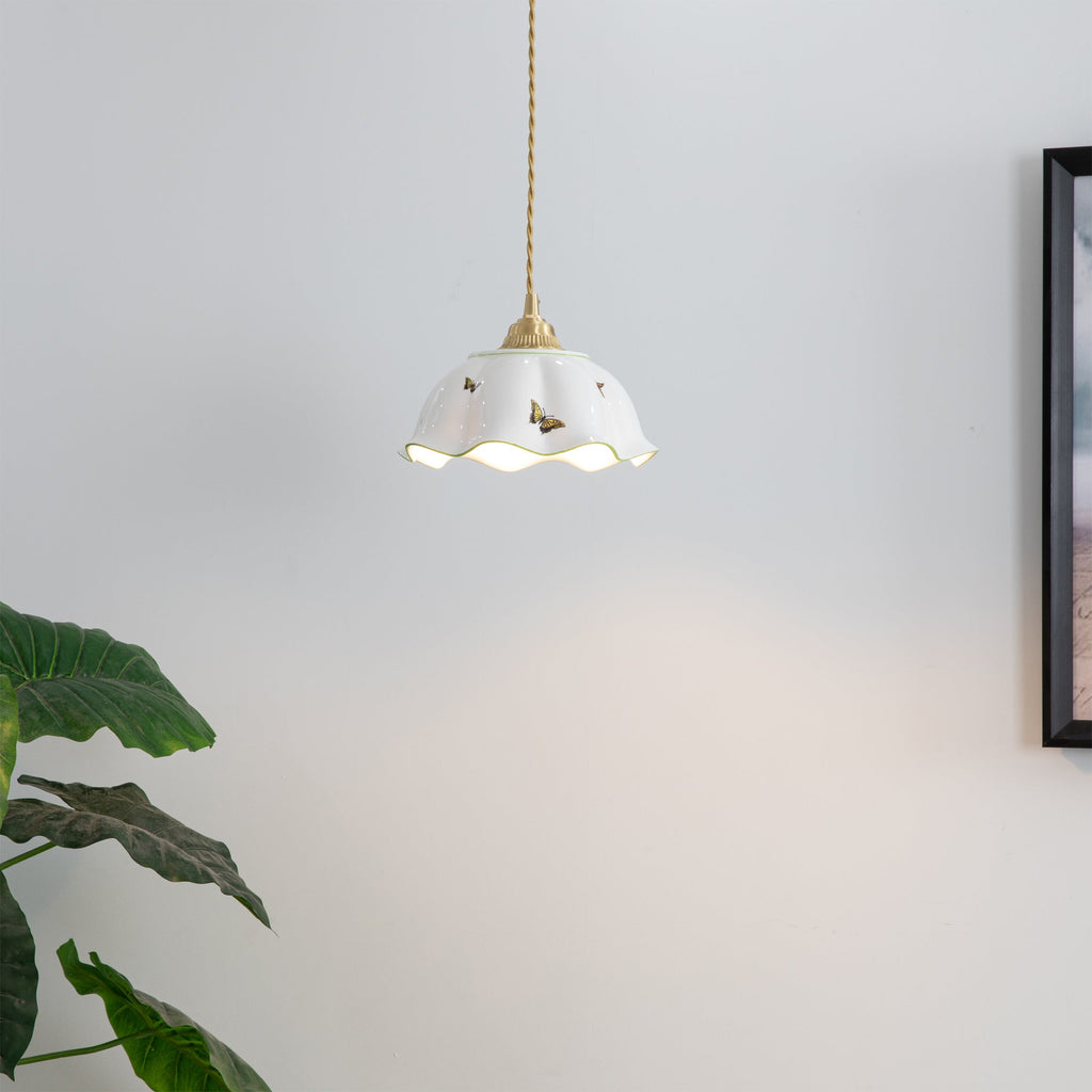 THISTLEWIND PORCELAIN BUTTERFLY HANGING LAMP