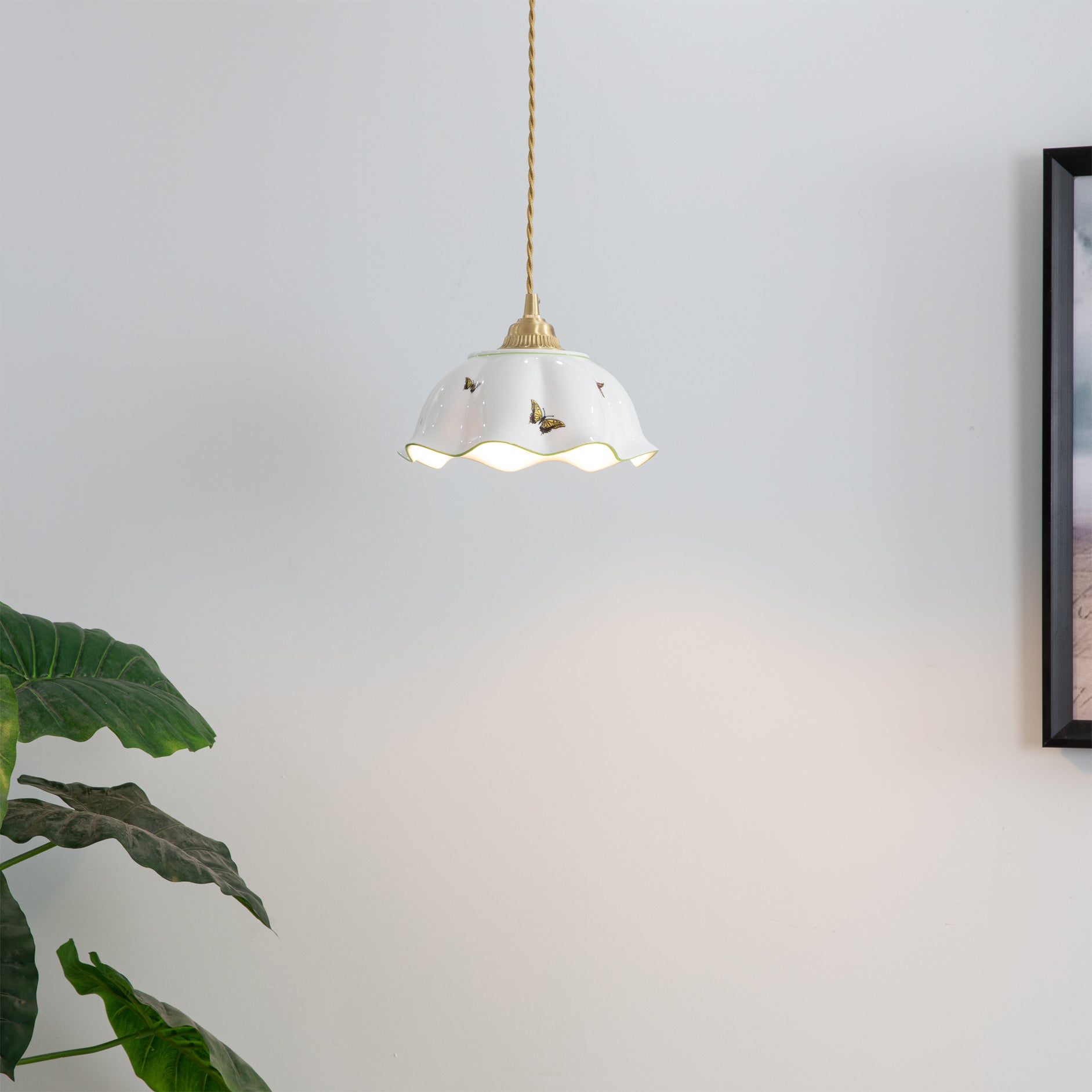 THISTLEWIND PORCELAIN BUTTERFLY HANGING LAMP