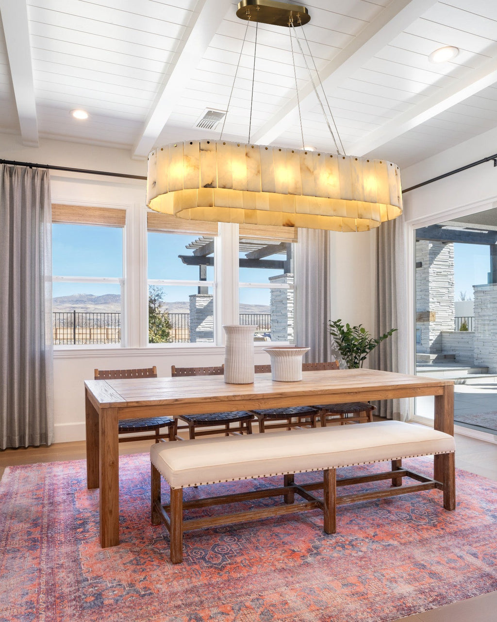 VILLENEUVE RECTANGULAR ALABASTER DINING CHANDELIER