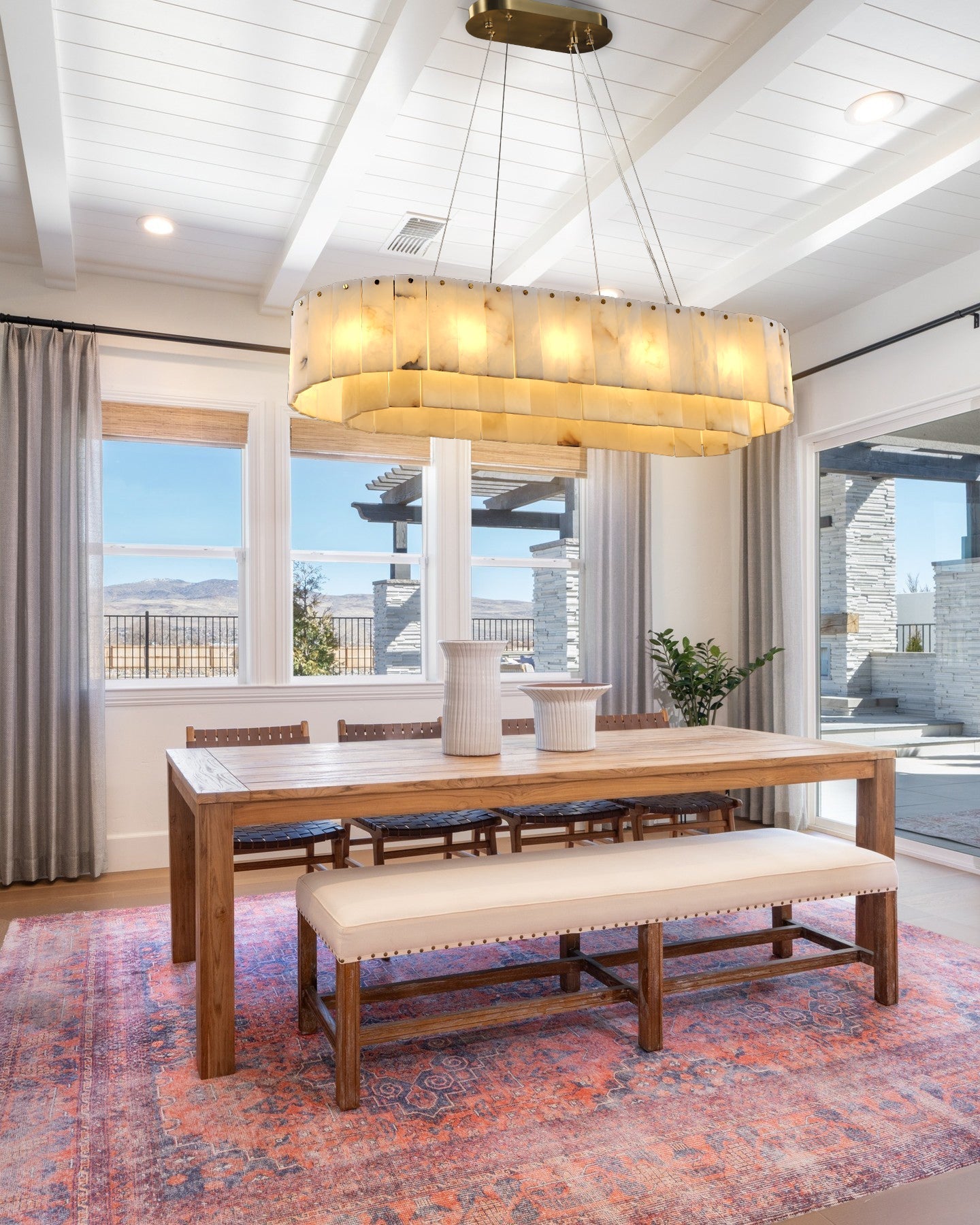 VILLENEUVE RECTANGULAR ALABASTER DINING CHANDELIER