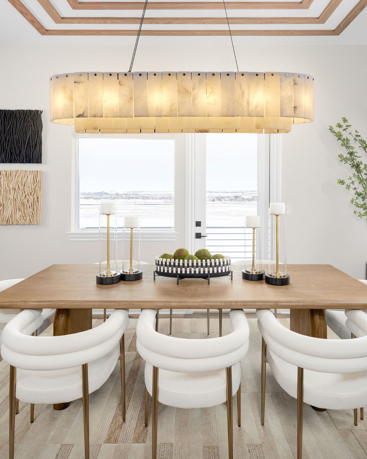 VILLENEUVE RECTANGULAR ALABASTER DINING CHANDELIER