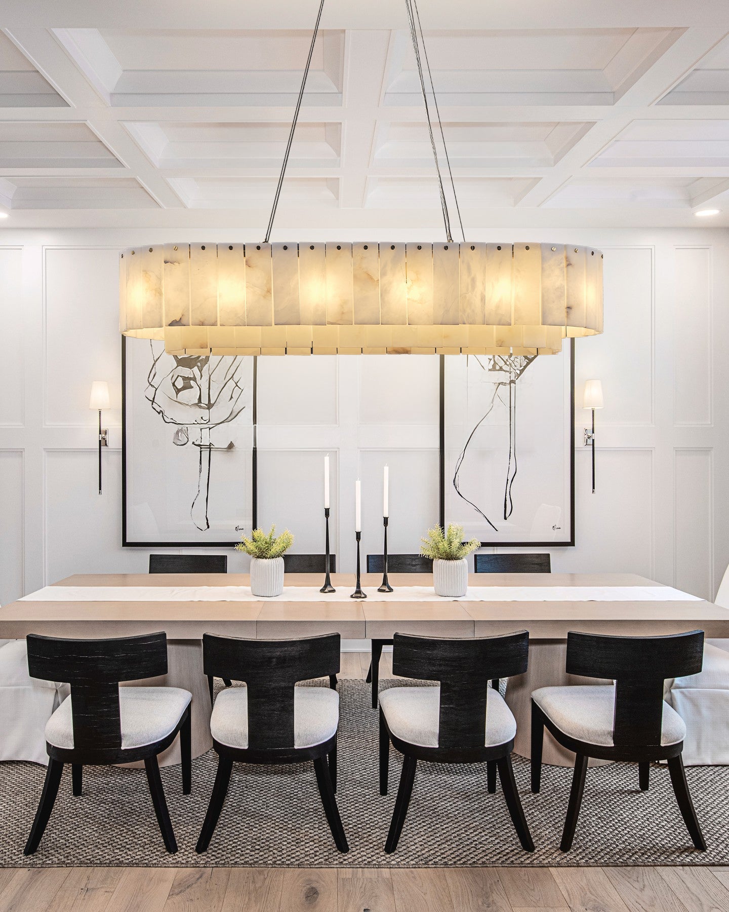 VILLENEUVE RECTANGULAR ALABASTER DINING CHANDELIER