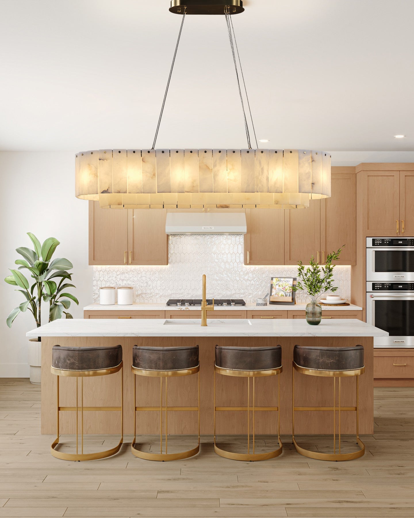 VILLENEUVE RECTANGULAR ALABASTER DINING CHANDELIER