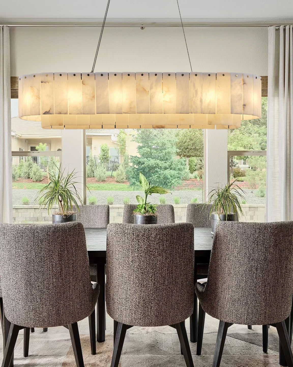 VILLENEUVE RECTANGULAR ALABASTER DINING CHANDELIER