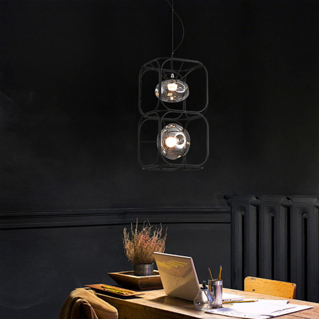RAVENWOOD GEOMETRIC CAGE LED HANGING LANTERN