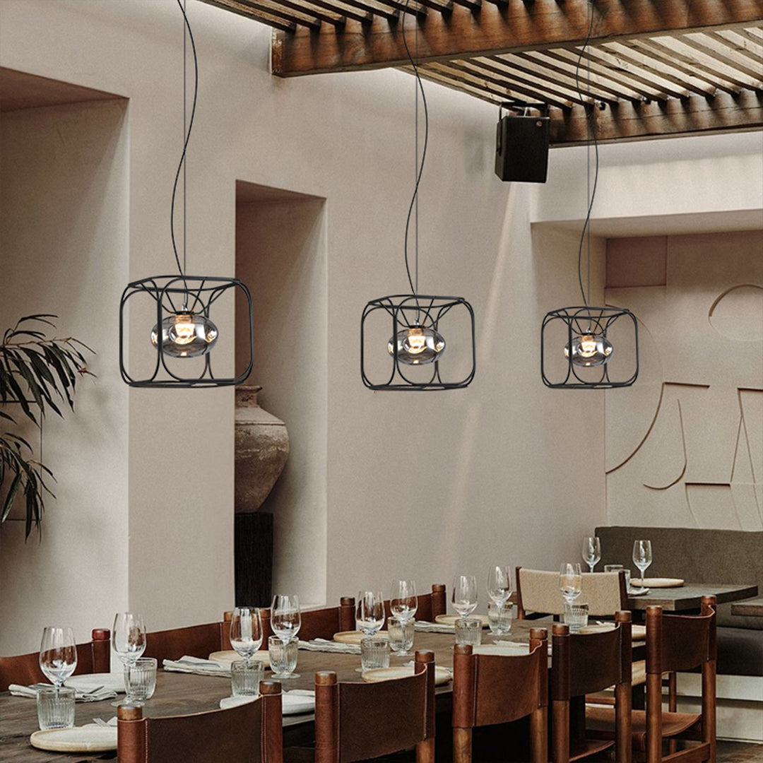 RAVENWOOD GEOMETRIC CAGE LED HANGING LANTERN