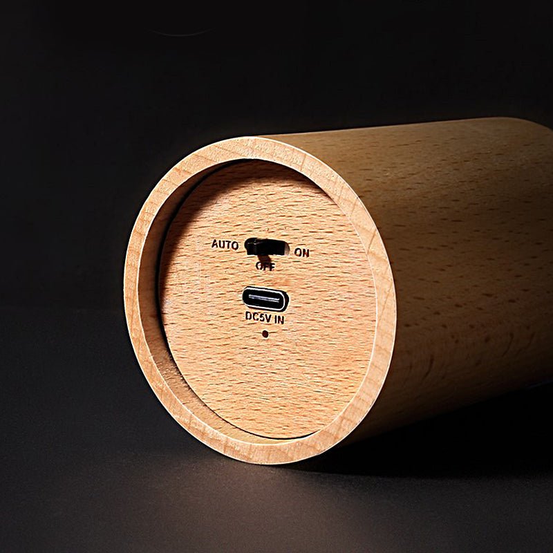 WINTERBOURNE WOODEN CYLINDER LED TABLE LANTERN