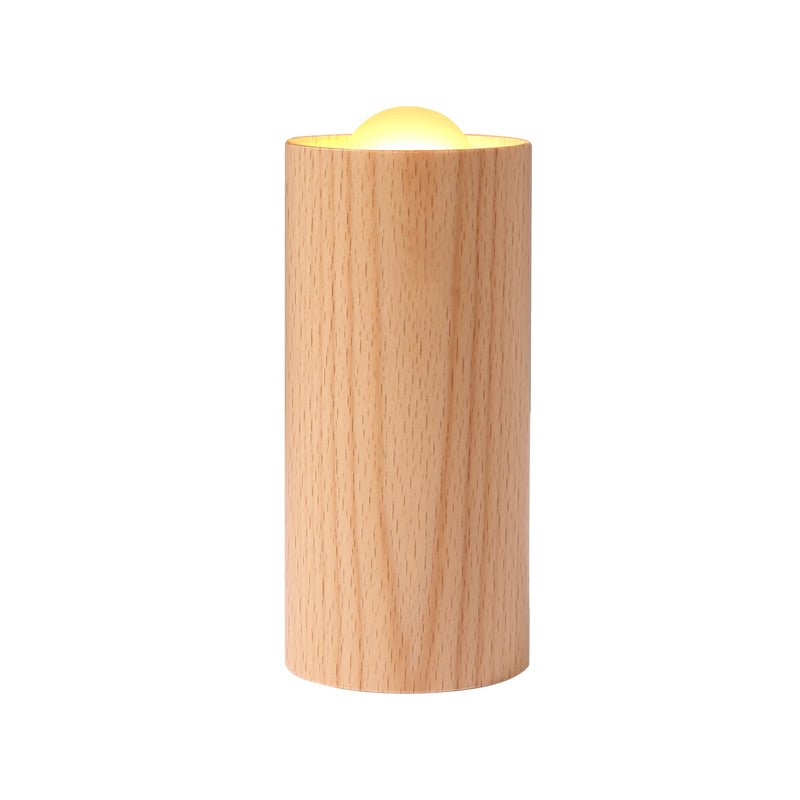 WINTERBOURNE WOODEN CYLINDER LED TABLE LANTERN