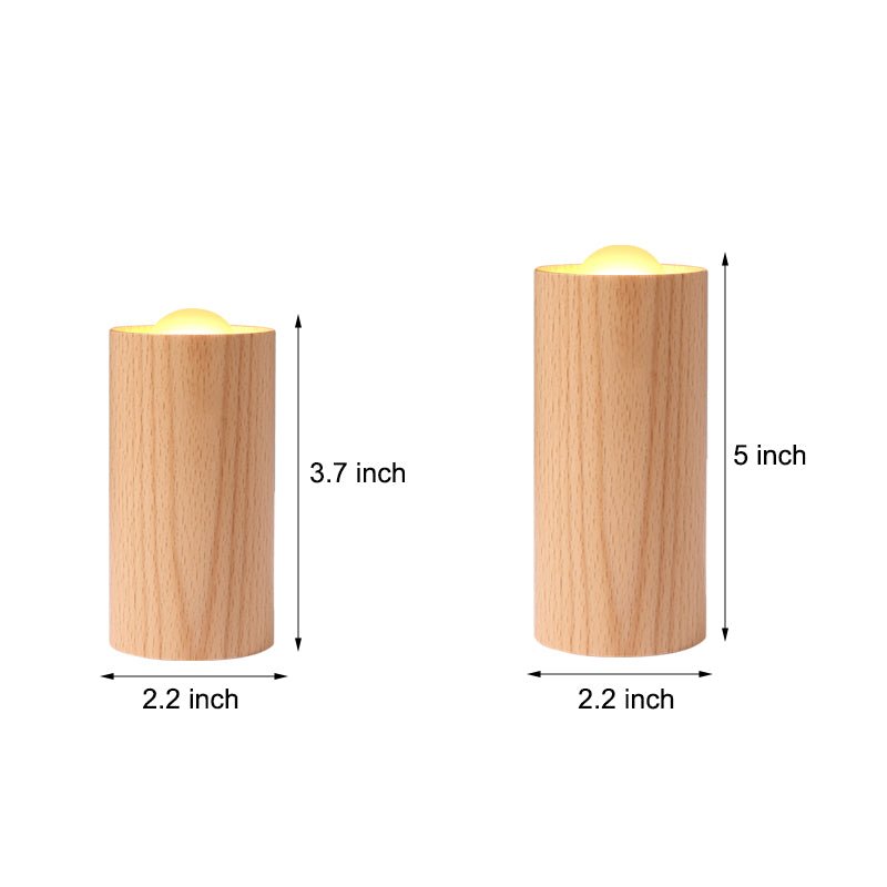 WINTERBOURNE WOODEN CYLINDER LED TABLE LANTERN