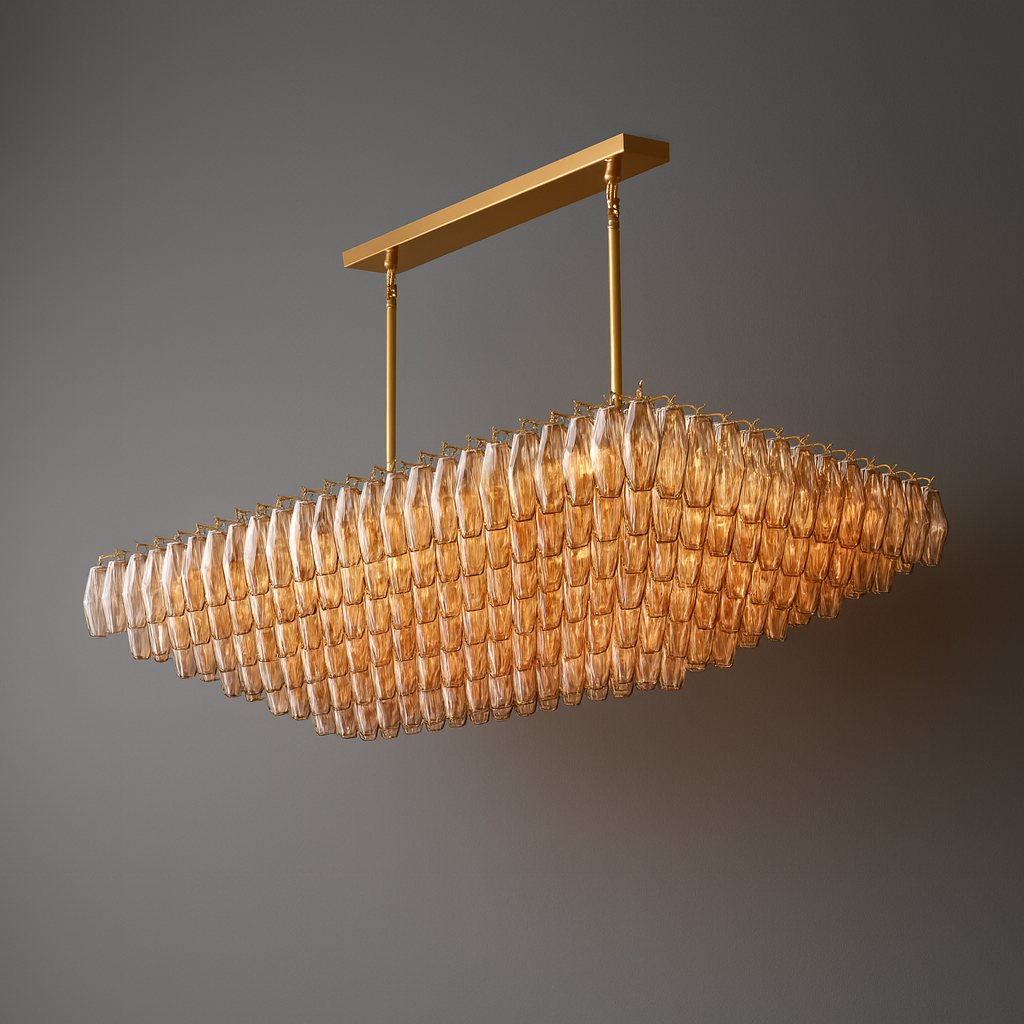 VALERIA SMOKED CRYSTAL MULTI-TIERED LIGHTING FIXTURE
