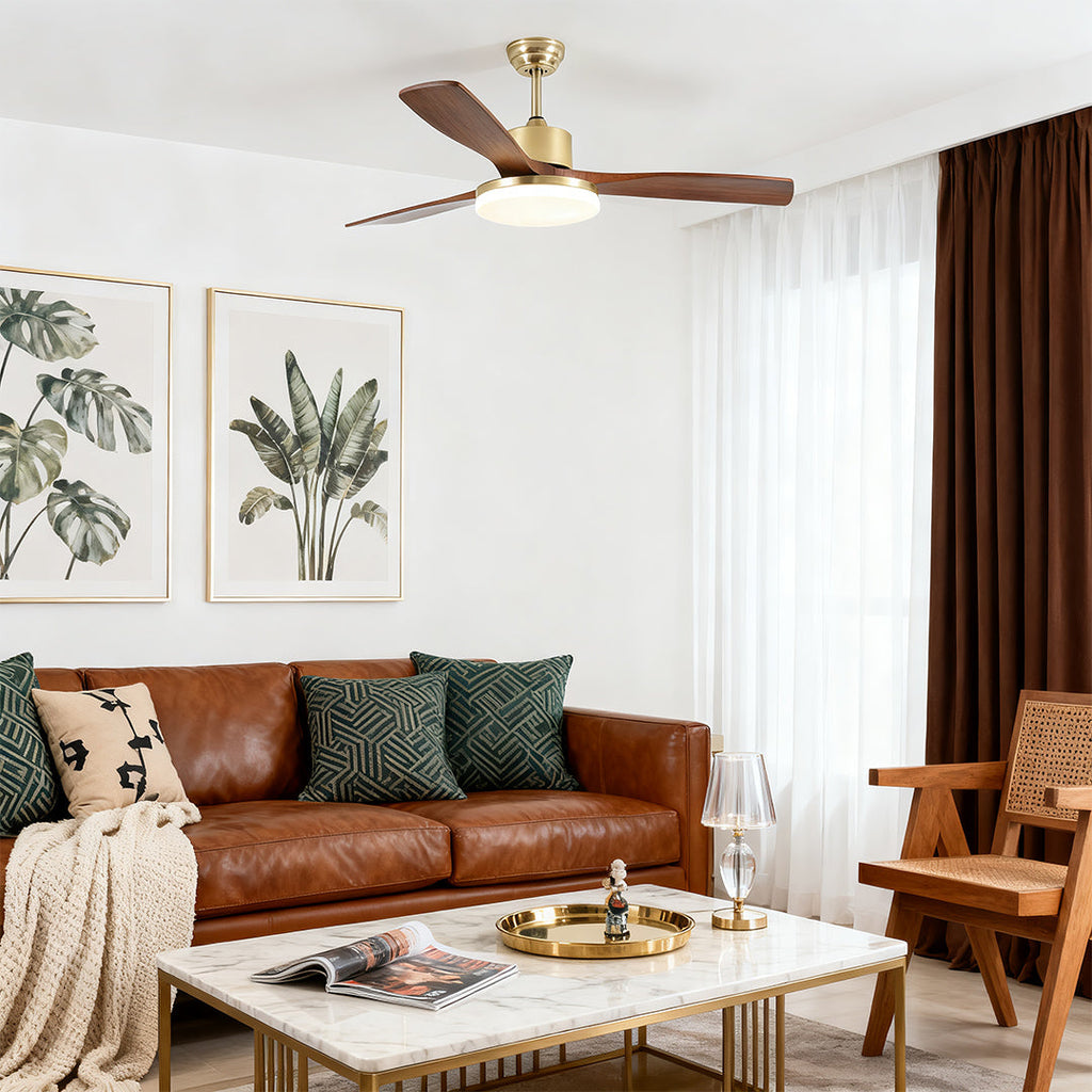 WHITGIFT WOODEN TRIO CEILING LIGHT FAN WITH REMOTE