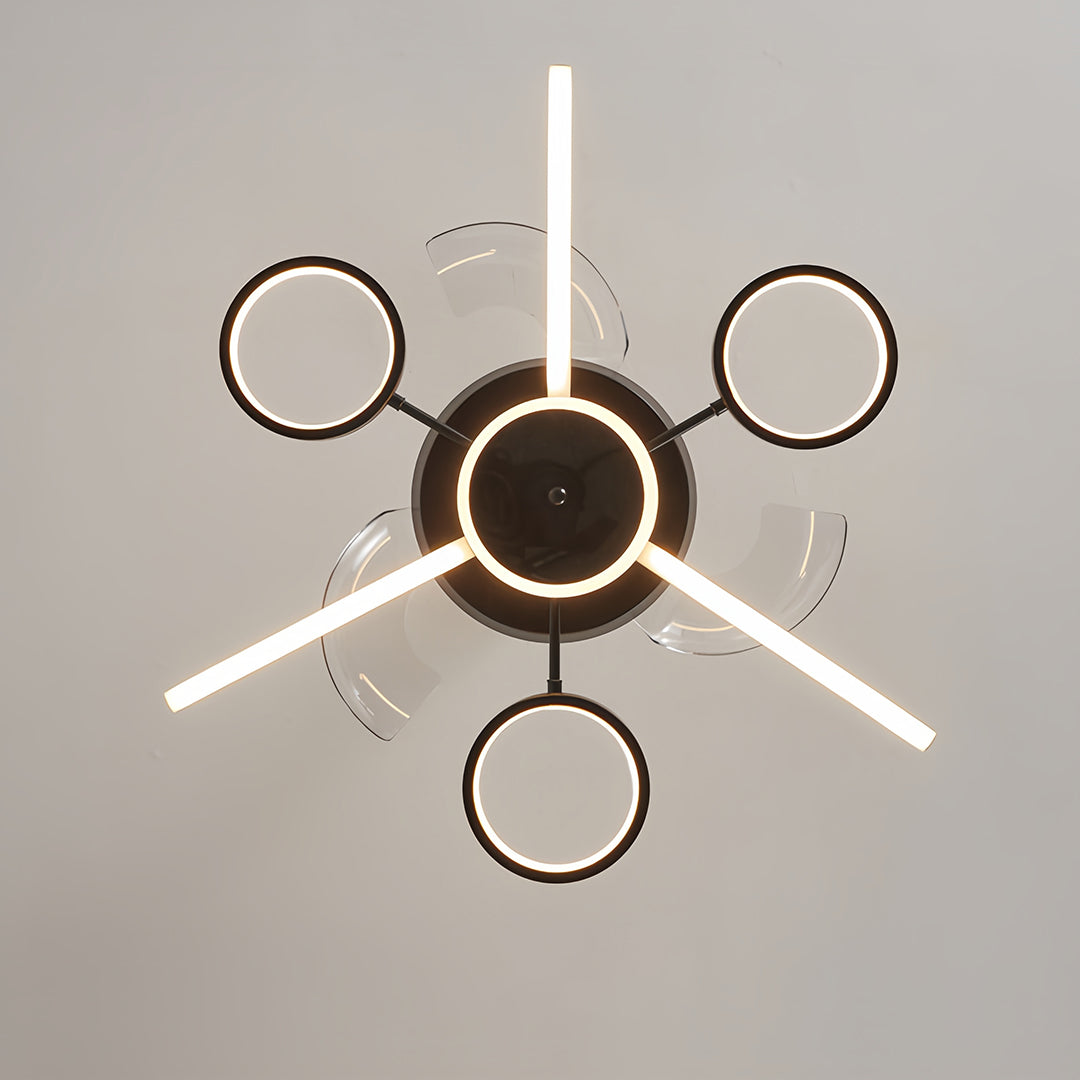 RAVENHALL TRIPLE-BLADE CEILING FAN WITH ILLUMINATED ACCENTS IN FRENCH VINTAGE BLACK IRON