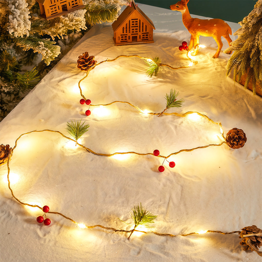 1. **WILLOUGHBY TWINKLING ORB STRING LIGHTS** - A charming duo of luminous orbs designed to drape gracefully, perfect for adding a festive glow to any holiday setting.

2. **TAVISTOCK ILLUMINATED GARLAND SET** - A delightful pair of radiant garlands, idea