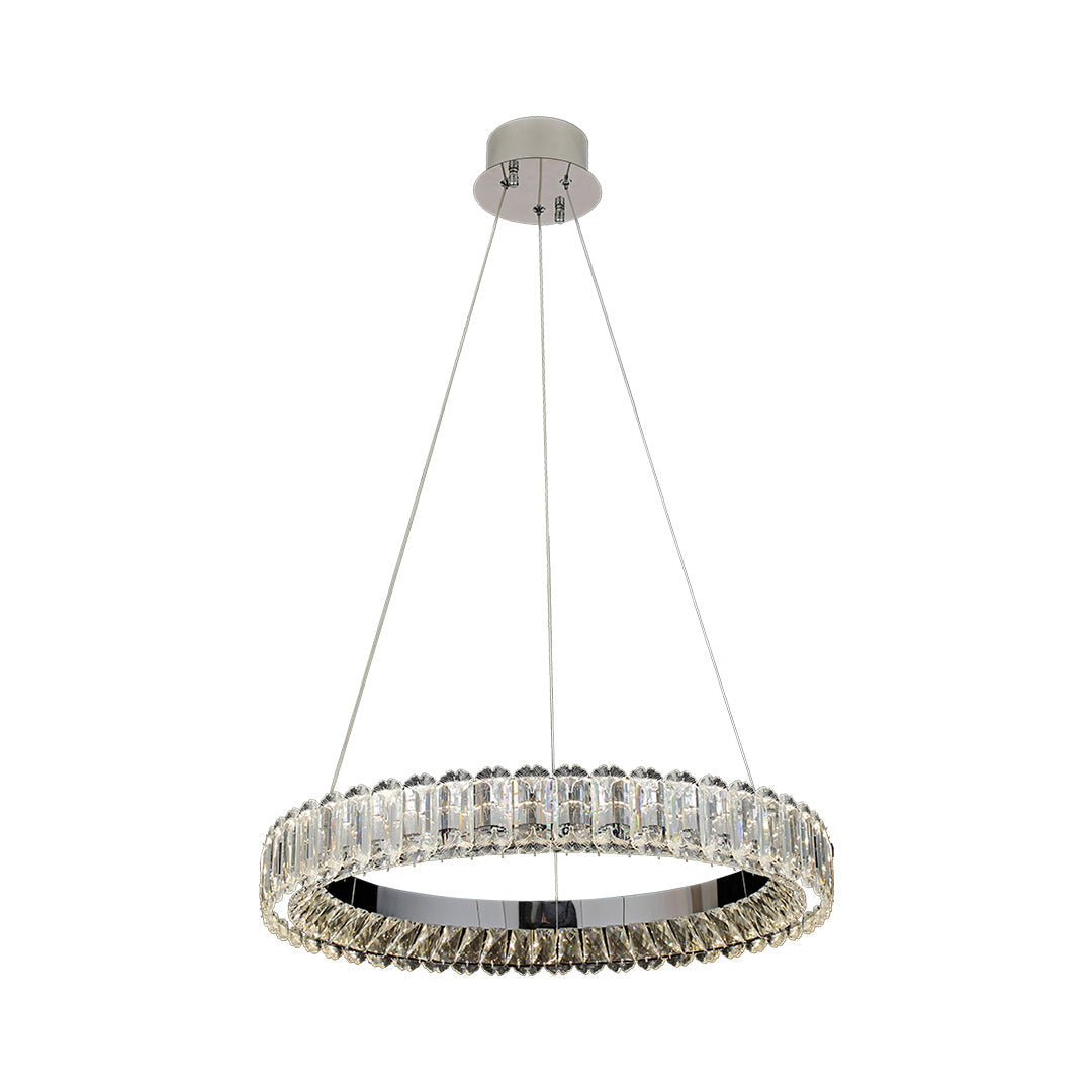 "HALCYON RINGED CEILING LUMINAIRE"  
This sophisticated fixture features a sleek, circular design that embodies minimalist luxury, casting a warm glow while enhancing the ambiance of any space.