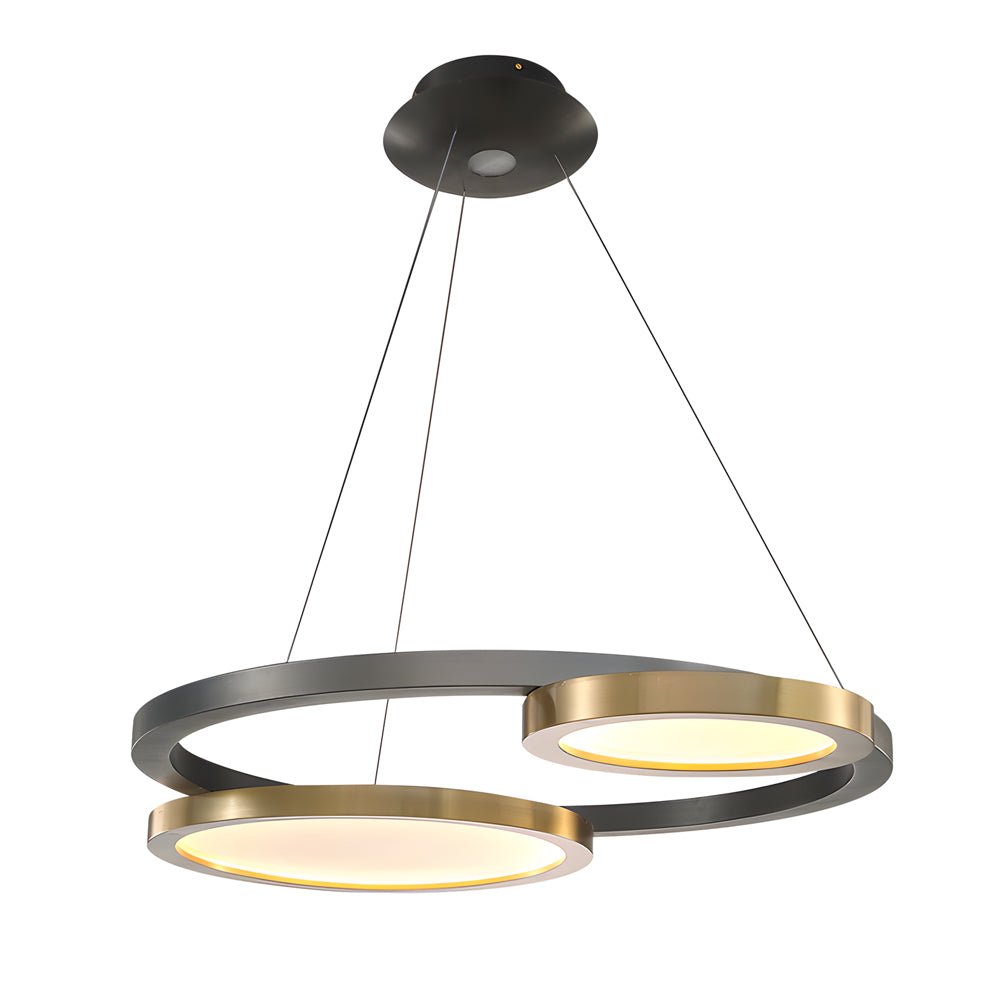 CHARLESTON PEARL BLACK AND BRASS MULTI-RING SUSPENSION CHANDELIER