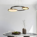 CHARLESTON PEARL BLACK AND BRASS MULTI-RING SUSPENSION CHANDELIER