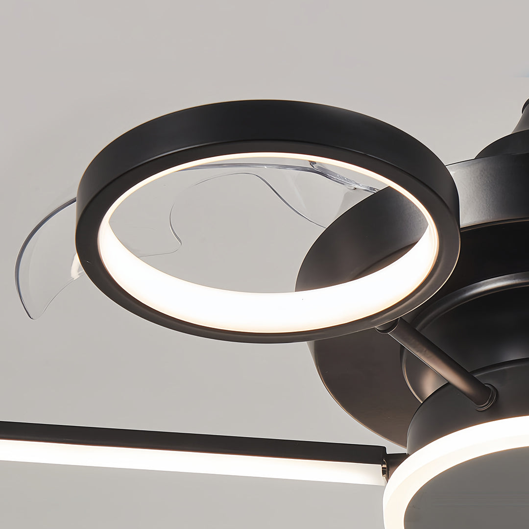 RAVENHALL TRIPLE-BLADE CEILING FAN WITH ILLUMINATED ACCENTS IN FRENCH VINTAGE BLACK IRON