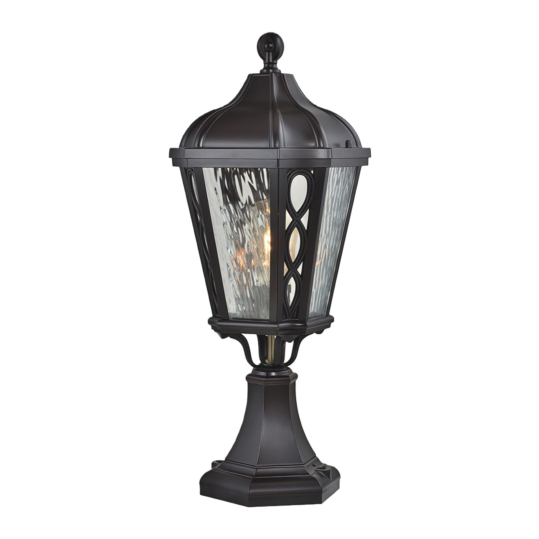 RAVENSHIRE WEATHERED ALUMINUM GARDEN LANTERN WITH GLASS ENCLOSURE