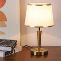 WINTHORPE BRASS LAMP WITH TEXTURED FABRIC SHADE