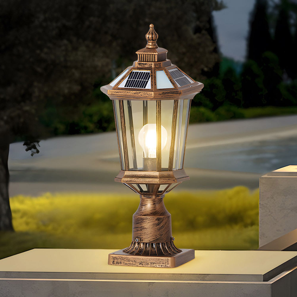 WINDSOR SOLAR GARDEN COLUMN LIGHTS WITH WATERPROOF DESIGN